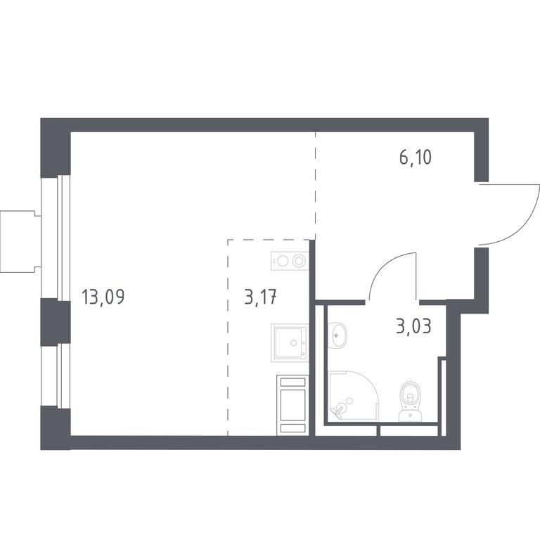 Apartment Sale, 24.8 sq. m. at Tomilino Park, 1-y kvartal, posyolok Zhilino-1, Lubertsy City District, Moscow Region, Russia #1