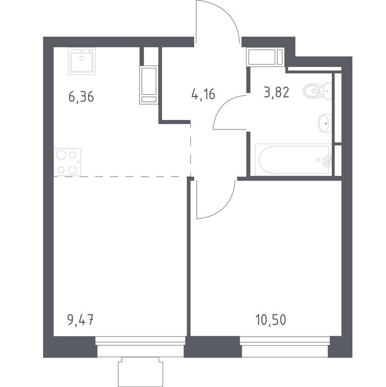 Apartment Sale, 34.31 sq. m. at Tomilino Park, 1-y kvartal, posyolok Zhilino-1, Lubertsy City District, Moscow Region, Russia #1