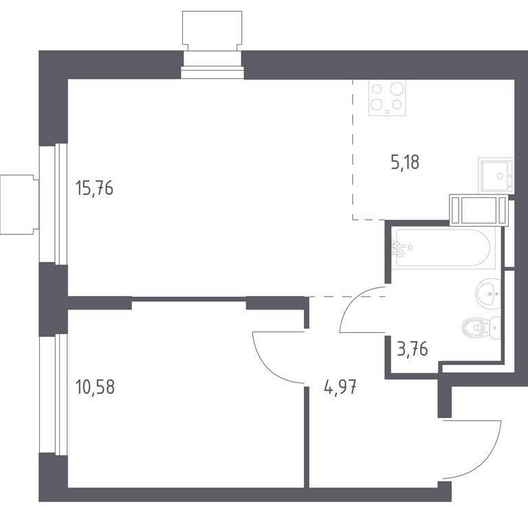 Продажа квартиры, 40,25 м² в ЖК «Томилино Парк», 1-й квартал, посёлок Жилино-1, городской округ Люберцы, Московская область, Россия #1