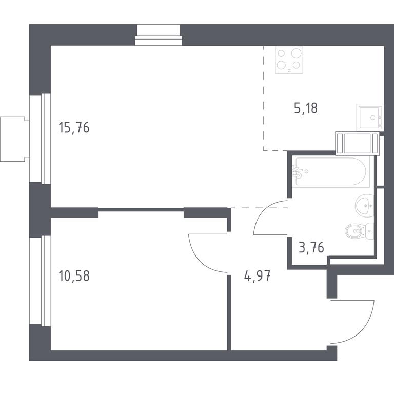 Apartment Sale, 39.6 sq. m. at Tomilino Park, 1-y kvartal, posyolok Zhilino-1, Lubertsy City District, Moscow Region, Russia #1