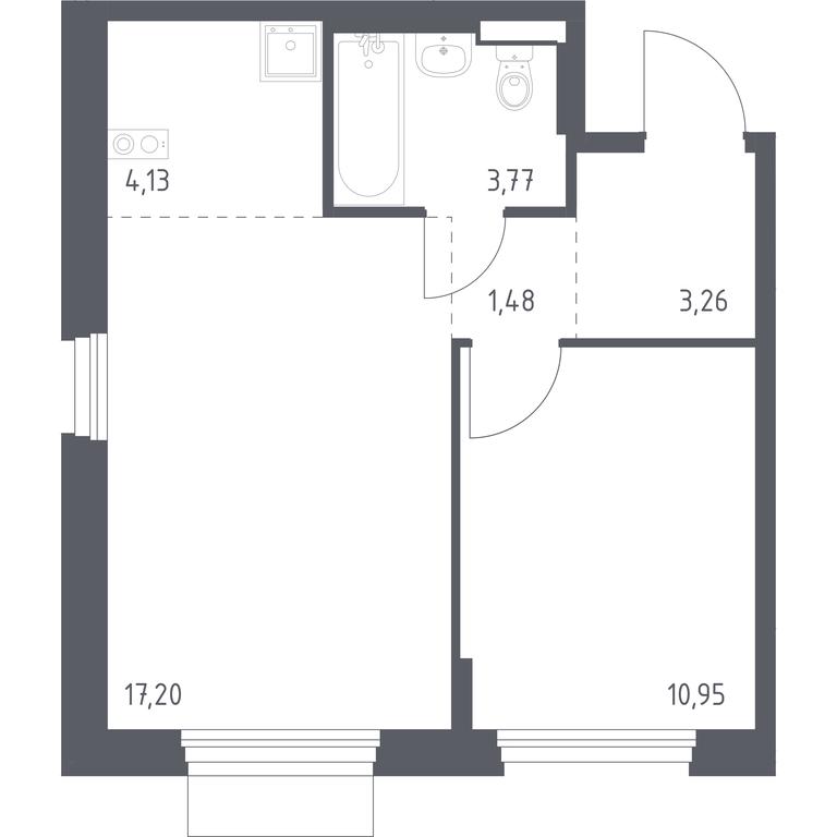 Apartment Sale, 40.79平方米 at Novoe Vnukovo, kvartal № 38, Kokoshkino Settlement, Moscow, Russia #1