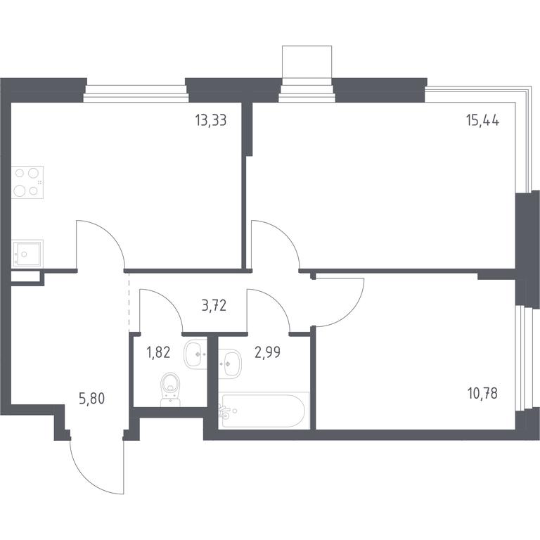 1-BD Apartment Sale, 53.88 sq. m. at Novoe Vnukovo, kvartal № 38, Kokoshkino Settlement, Moscow, Russia #1