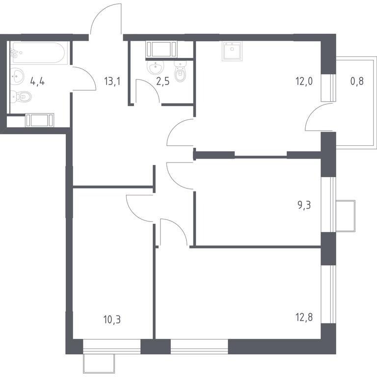 2-BD Apartment Sale, 64.9平方米 at Tsvetochnye Poliany, kvartal № 23, Filimonkovskoye Municipal Formation, Moscow, Russia #1 2-BD Apartment Sale, 64.9平方米 at Tsvetochnye Poliany, kvartal № 23, Filimonkovskoye Municipal Formation, Moscow, Russia #1