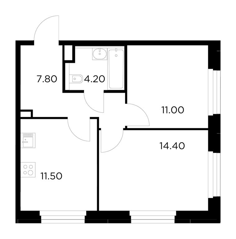 2-BD Apartment Sale, 48.9平方米 at Belyi Grad, Tsentralnaya Street, 1, Mytischi, Moscow Region, Russia #1 2-BD Apartment Sale, 48.9平方米 at Belyi Grad, Tsentralnaya Street, 1, Mytischi, Moscow Region, Russia #1