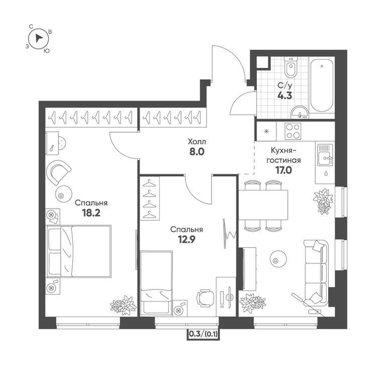 2-BD Apartment Sale, 60.5 sq. m. at Sokolinn Park, 3rd Grazhdanskaya Street, 1, Moscow, Russia #1 2-BD Apartment Sale, 60.5 sq. m. at Sokolinn Park, 3rd Grazhdanskaya Street, 1, Moscow, Russia #1
