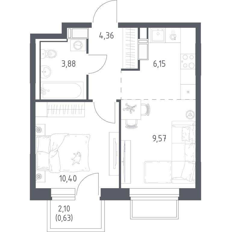 Apartment Sale, 34.6 sq. m. at Tomilino Park, 1-y kvartal, posyolok Zhilino-1, Lubertsy City District, Moscow Region, Russia #2 Apartment Sale, 34.6 sq. m. at Tomilino Park, 1-y kvartal, posyolok Zhilino-1, Lubertsy City District, Moscow Region, Russia #2