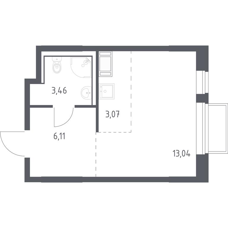 Apartment Sale, 25.4 sq. m. at Tomilino Park, 1-y kvartal, posyolok Zhilino-1, Lubertsy City District, Moscow Region, Russia #1