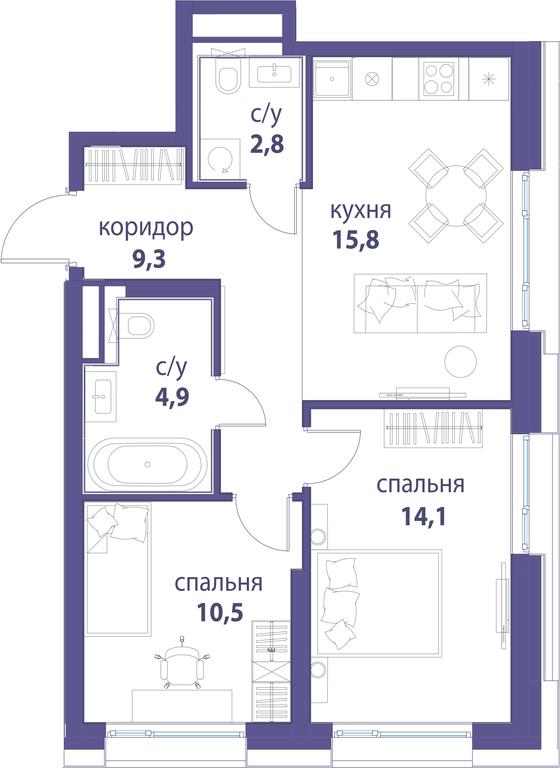 Продажа 2-комн. квартиры, 57,4 м² в ЖК «Символ», проезд Невельского, 6к1, Москва, Россия #1 Продажа 2-комн. квартиры, 57,4 м² в ЖК «Символ», проезд Невельского, 6к1, Москва, Россия #1
