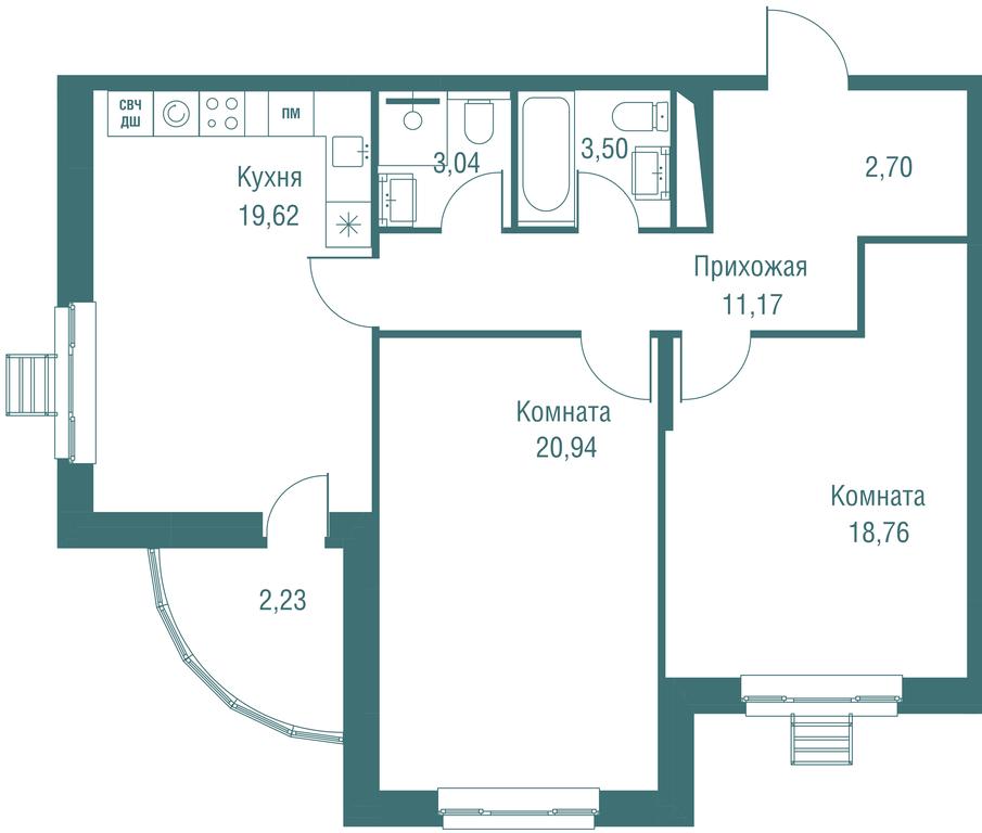 2-BD Apartment Sale, 81.96平方米 at Odinburg, Severnaya Street, 11, Odintsovo, Moscow Region, Russia #1