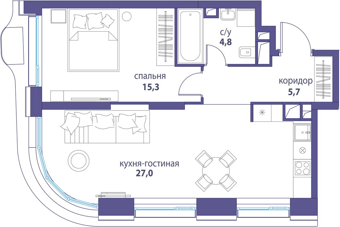 Продажа 1-комн. квартиры, 53 м² в ЖК «Символ», проезд Невельского, 6к1, Москва, Россия #1 Продажа 1-комн. квартиры, 53 м² в ЖК «Символ», проезд Невельского, 6к1, Москва, Россия #1