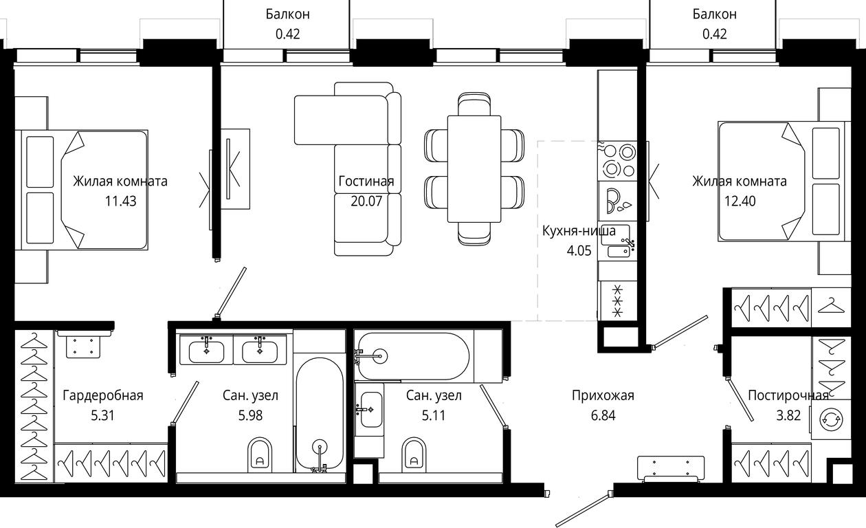 2-BD Apartment Sale, 75.79平方米 at Mod, 4th Maryinoy Roschi Street, 12с9, Moscow, Russia #1 2-BD Apartment Sale, 75.79平方米 at Mod, 4th Maryinoy Roschi Street, 12с9, Moscow, Russia #1