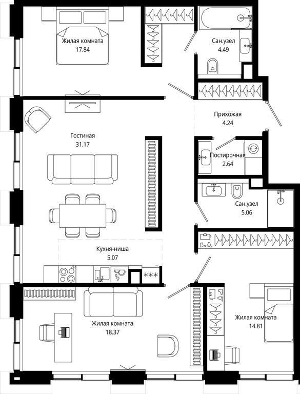 3-BD Apartment Sale, 103.74平方米 at Mod, 4th Maryinoy Roschi Street, 12с9, Moscow, Russia #1 3-BD Apartment Sale, 103.74平方米 at Mod, 4th Maryinoy Roschi Street, 12с9, Moscow, Russia #1