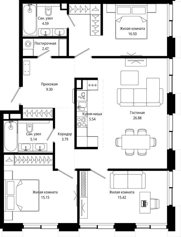 3-BD Apartment Sale, 104.78 sq. m. at Mod, 4th Maryinoy Roschi Street, 12с9, Moscow, Russia #1 3-BD Apartment Sale, 104.78 sq. m. at Mod, 4th Maryinoy Roschi Street, 12с9, Moscow, Russia #1