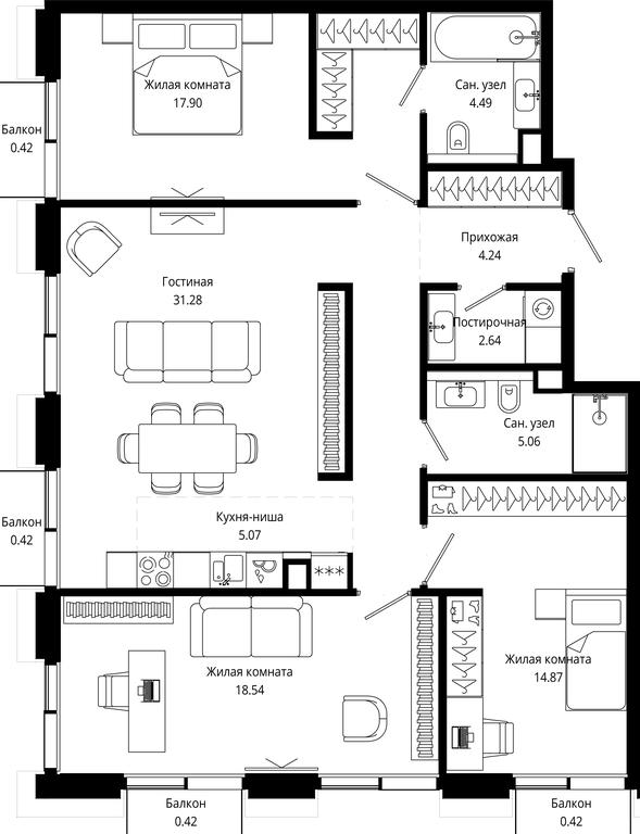3-BD Apartment Sale, 105.85平方米 at Mod, 4th Maryinoy Roschi Street, 12с9, Moscow, Russia #1 3-BD Apartment Sale, 105.85平方米 at Mod, 4th Maryinoy Roschi Street, 12с9, Moscow, Russia #1