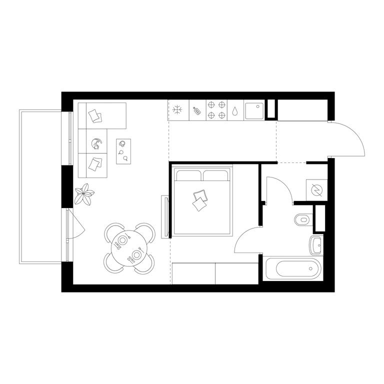 1-BD Apartment Sale, 35.8平方米 at Kavkazskiy Bulvar 51, Kavkazsky Boulevard, 51с3, Moscow, Russia #1