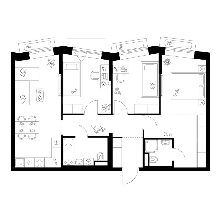 3-BD Apartment Sale, 74.9 sq. m. at Salarevo Park, Salaryevskaya Street, 8к1, Moskovskiy Settlement, Moscow, Russia #1