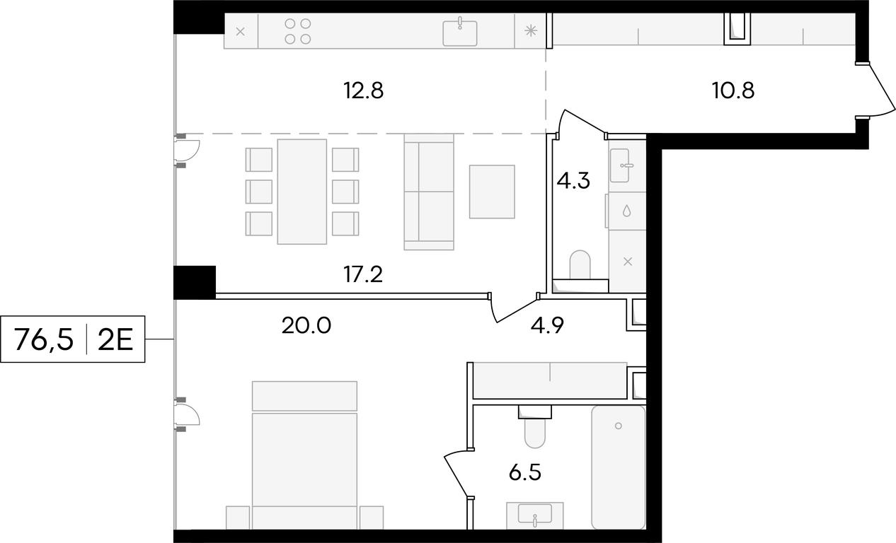 1-BD Apartment Sale, 76.5平方米 at Life Time, Sergeya Makeyeva Street, вл11/9с1-10, Moscow, Russia #1 1-BD Apartment Sale, 76.5平方米 at Life Time, Sergeya Makeyeva Street, вл11/9с1-10, Moscow, Russia #1