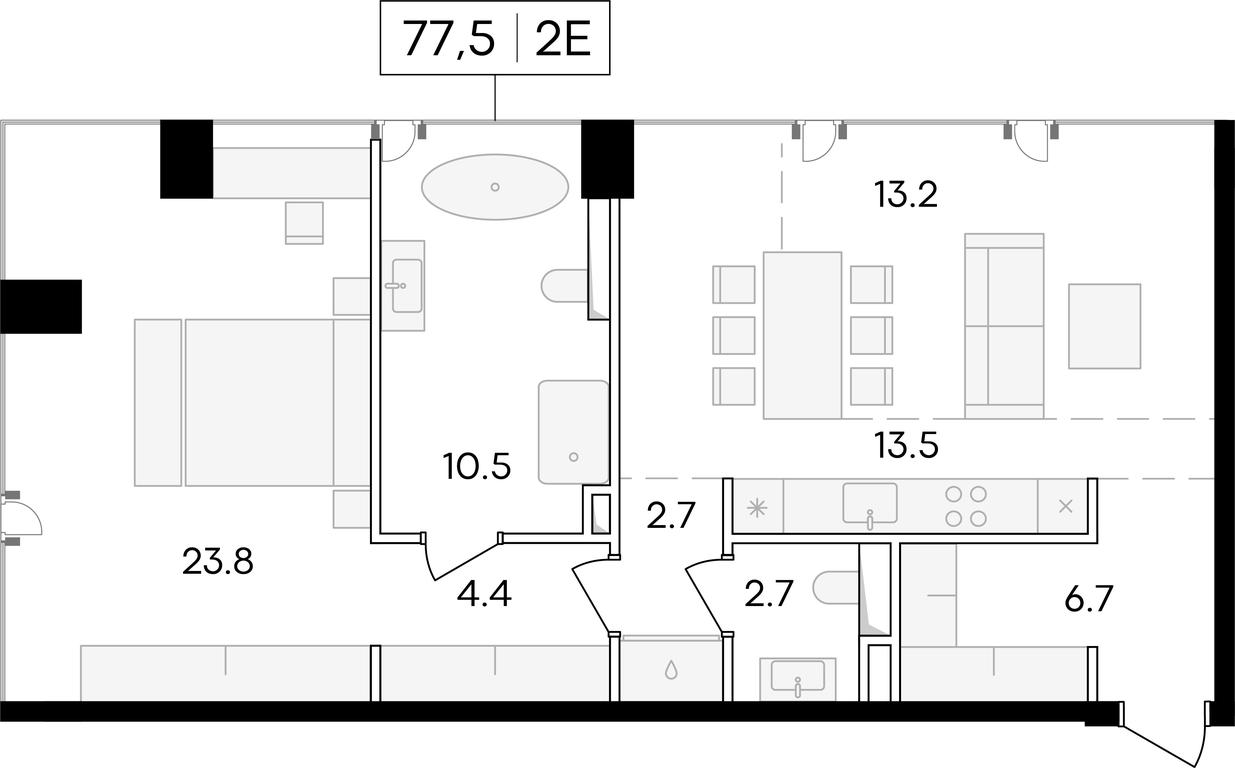 1-BD Apartment Sale, 77.6 sq. m. at Life Time, Sergeya Makeyeva Street, вл11/9с1-10, Moscow, Russia #1
