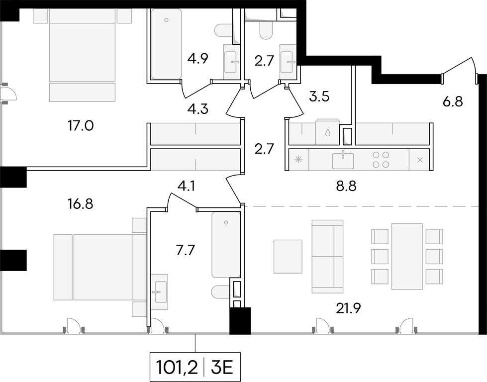 1-BD Apartment Sale, 101.4 sq. m. at Life Time, Sergeya Makeyeva Street, вл11/9с1-10, Moscow, Russia #1 1-BD Apartment Sale, 101.4 sq. m. at Life Time, Sergeya Makeyeva Street, вл11/9с1-10, Moscow, Russia #1