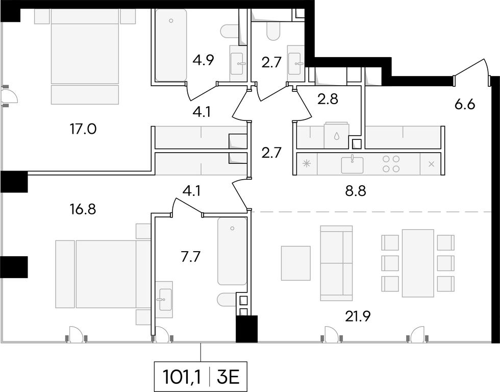 1-BD Apartment Sale, 100.1 sq. m. at Life Time, Sergeya Makeyeva Street, вл11/9с1-10, Moscow, Russia #1 1-BD Apartment Sale, 100.1 sq. m. at Life Time, Sergeya Makeyeva Street, вл11/9с1-10, Moscow, Russia #1