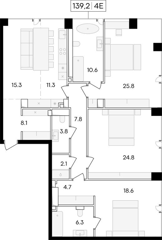 2-BD Apartment Sale, 139.3 sq. m. at Life Time, Sergeya Makeyeva Street, вл11/9с1-10, Moscow, Russia #1 2-BD Apartment Sale, 139.3 sq. m. at Life Time, Sergeya Makeyeva Street, вл11/9с1-10, Moscow, Russia #1
