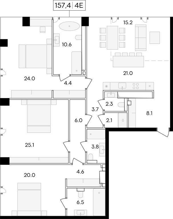 4-BD Apartment Sale, 158 sq. m. at Life Time, Sergeya Makeyeva Street, вл11/9с1-10, Moscow, Russia #1