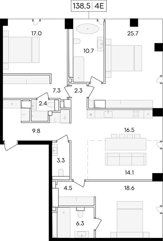 2-BD Apartment Sale, 132.9平方米 at Life Time, Sergeya Makeyeva Street, вл11/9с1-10, Moscow, Russia #1 2-BD Apartment Sale, 132.9平方米 at Life Time, Sergeya Makeyeva Street, вл11/9с1-10, Moscow, Russia #1