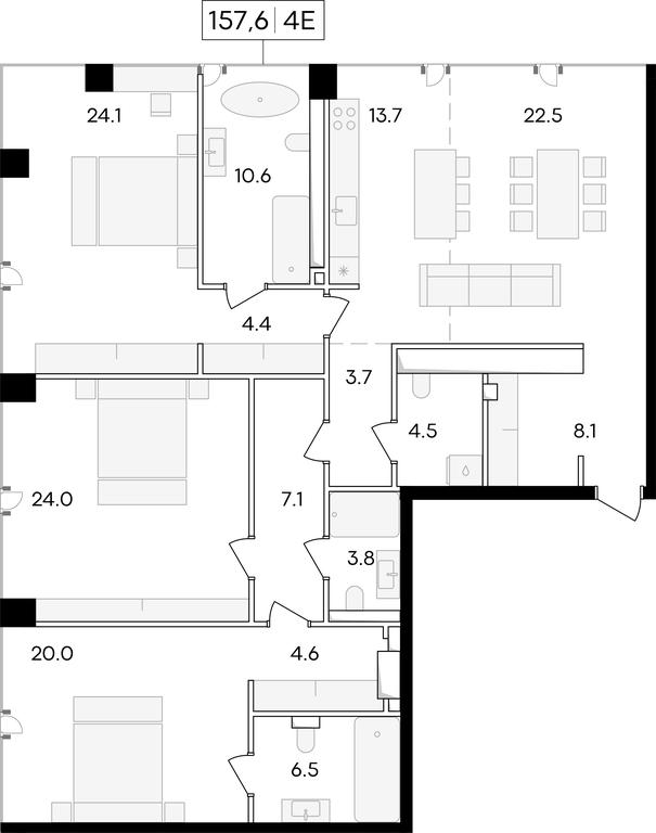 4-BD Apartment Sale, 157.3 sq. m. at Life Time, Sergeya Makeyeva Street, вл11/9с1-10, Moscow, Russia #1 4-BD Apartment Sale, 157.3 sq. m. at Life Time, Sergeya Makeyeva Street, вл11/9с1-10, Moscow, Russia #1