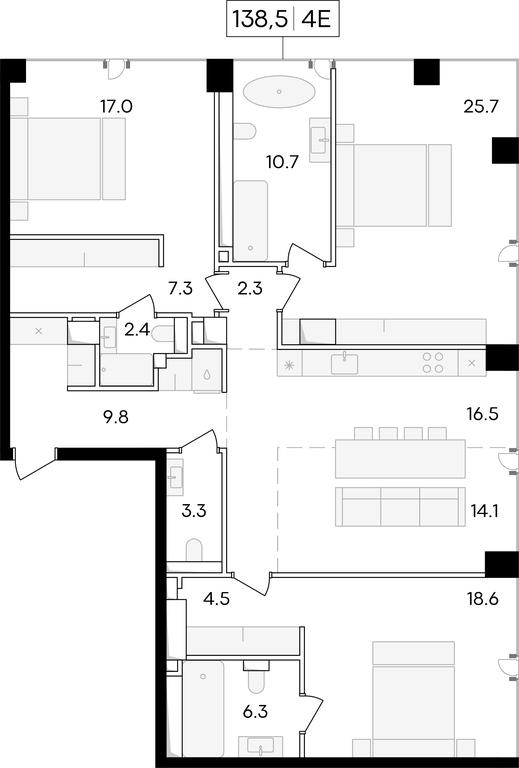 2-BD Apartment Sale, 139 sq. m. at Life Time, Sergeya Makeyeva Street, вл11/9с1-10, Moscow, Russia #1 2-BD Apartment Sale, 139 sq. m. at Life Time, Sergeya Makeyeva Street, вл11/9с1-10, Moscow, Russia #1