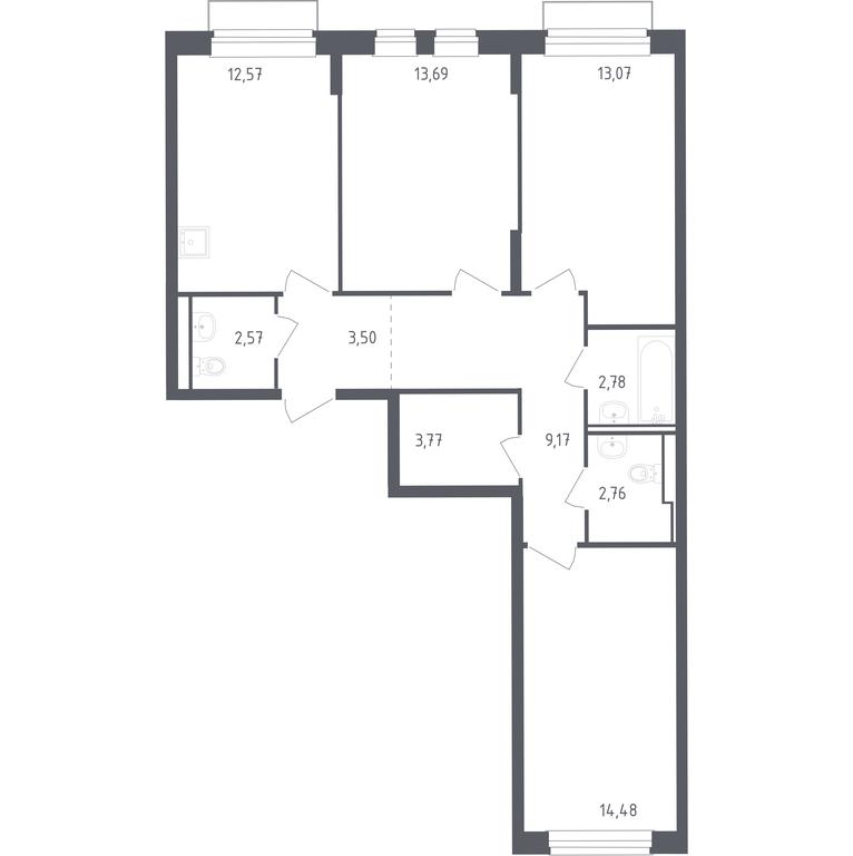 2-BD Apartment Sale, 78.36 sq. m. at Rublevskiy Kvartal, Laykovo Green Quarter, zhiloy kompleks Gorod-sobytiye Laykovo, selo Laykovo, Odintsovskiy City District, Moscow Region, Russia #1