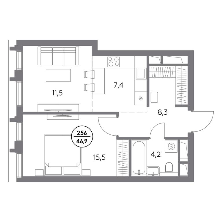 2-BD Apartment Sale, 46.9平方米 at Dom56, Fridrikha Engelsa Street, 56с1, Moscow, Russia #1 2-BD Apartment Sale, 46.9平方米 at Dom56, Fridrikha Engelsa Street, 56с1, Moscow, Russia #1