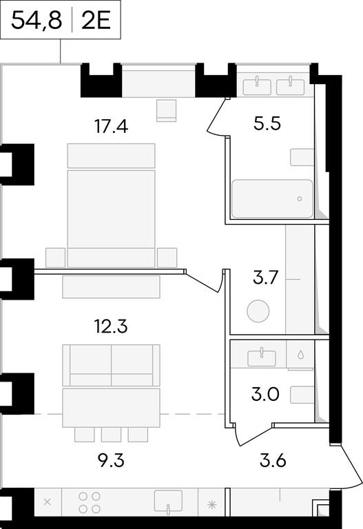 1-BD Apartment Sale, 56.4 sq. m. at Life Time, Sergeya Makeyeva Street, вл11/9с1-10, Moscow, Russia #1 1-BD Apartment Sale, 56.4 sq. m. at Life Time, Sergeya Makeyeva Street, вл11/9с1-10, Moscow, Russia #1