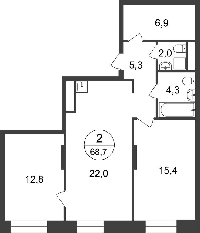 2-BD Apartment Sale, 68.7平方米 at Pervyi Moskovskiy, ulitsa Bianki, 1, Moskovskiy, Moscow, Russia #2 2-BD Apartment Sale, 68.7平方米 at Pervyi Moskovskiy, ulitsa Bianki, 1, Moskovskiy, Moscow, Russia #2