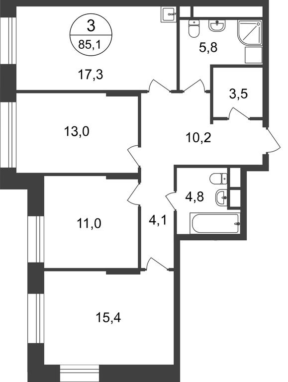 3-BD Apartment Sale, 85.1平方米 at Pervyi Moskovskiy, ulitsa Bianki, 1, Moskovskiy, Moscow, Russia #1 3-BD Apartment Sale, 85.1平方米 at Pervyi Moskovskiy, ulitsa Bianki, 1, Moskovskiy, Moscow, Russia #1