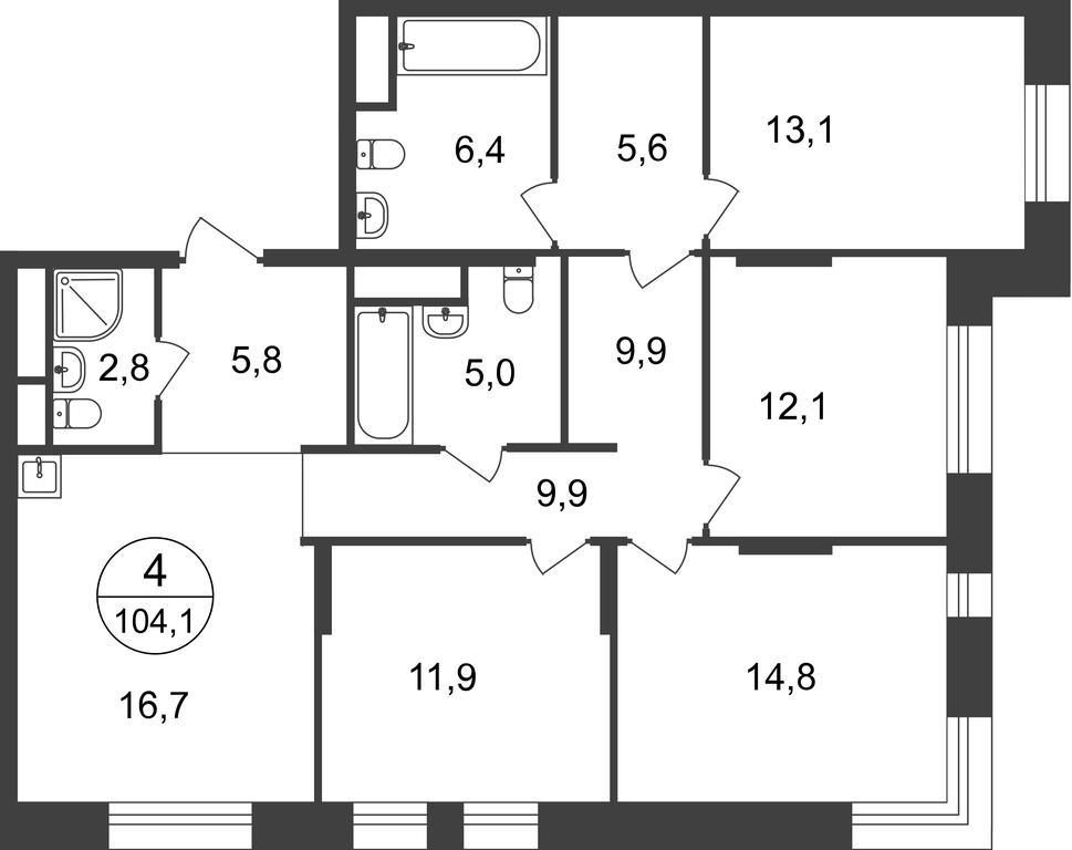 4-BD Apartment Sale, 104.1平方米 at Pervyi Moskovskiy, ulitsa Bianki, 1, Moskovskiy, Moscow, Russia #1 4-BD Apartment Sale, 104.1平方米 at Pervyi Moskovskiy, ulitsa Bianki, 1, Moskovskiy, Moscow, Russia #1