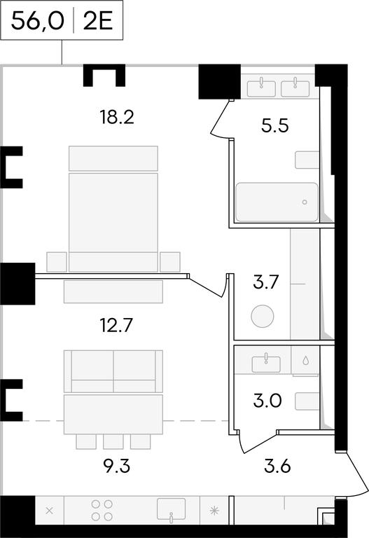 1-BD Apartment Sale, 57.4 sq. m. at Life Time, Sergeya Makeyeva Street, вл11/9с1-10, Moscow, Russia #1 1-BD Apartment Sale, 57.4 sq. m. at Life Time, Sergeya Makeyeva Street, вл11/9с1-10, Moscow, Russia #1