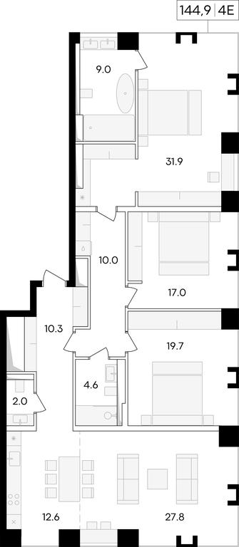 2-BD Apartment Sale, 149.8 sq. m. at Life Time, Sergeya Makeyeva Street, вл11/9с1-10, Moscow, Russia #1 2-BD Apartment Sale, 149.8 sq. m. at Life Time, Sergeya Makeyeva Street, вл11/9с1-10, Moscow, Russia #1