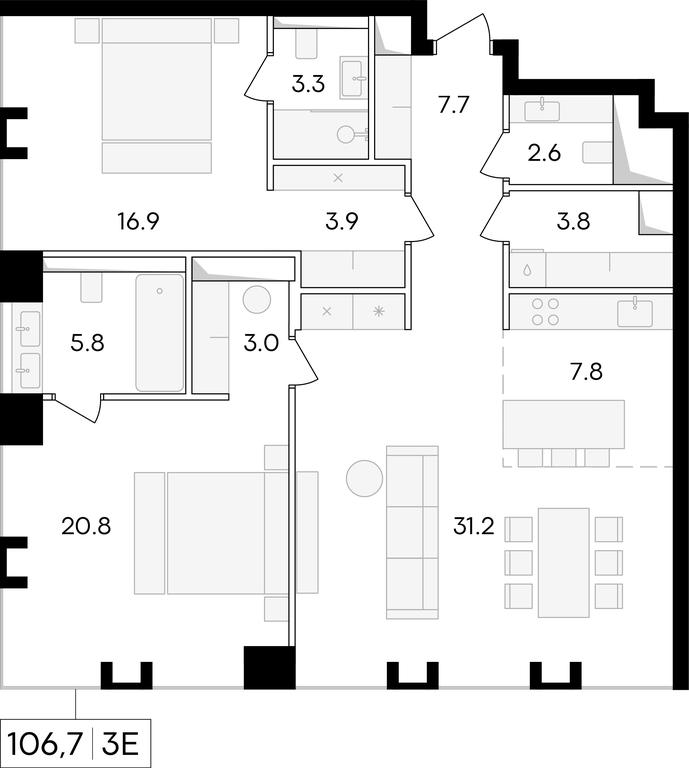 2-BD Apartment Sale, 110 sq. m. at Life Time, Sergeya Makeyeva Street, вл11/9с1-10, Moscow, Russia #1 2-BD Apartment Sale, 110 sq. m. at Life Time, Sergeya Makeyeva Street, вл11/9с1-10, Moscow, Russia #1