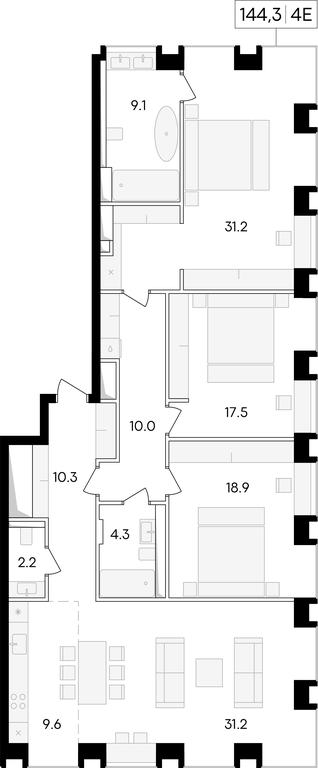 2-BD Apartment Sale, 147.8 sq. m. at Life Time, Sergeya Makeyeva Street, вл11/9с1-10, Moscow, Russia #1 2-BD Apartment Sale, 147.8 sq. m. at Life Time, Sergeya Makeyeva Street, вл11/9с1-10, Moscow, Russia #1
