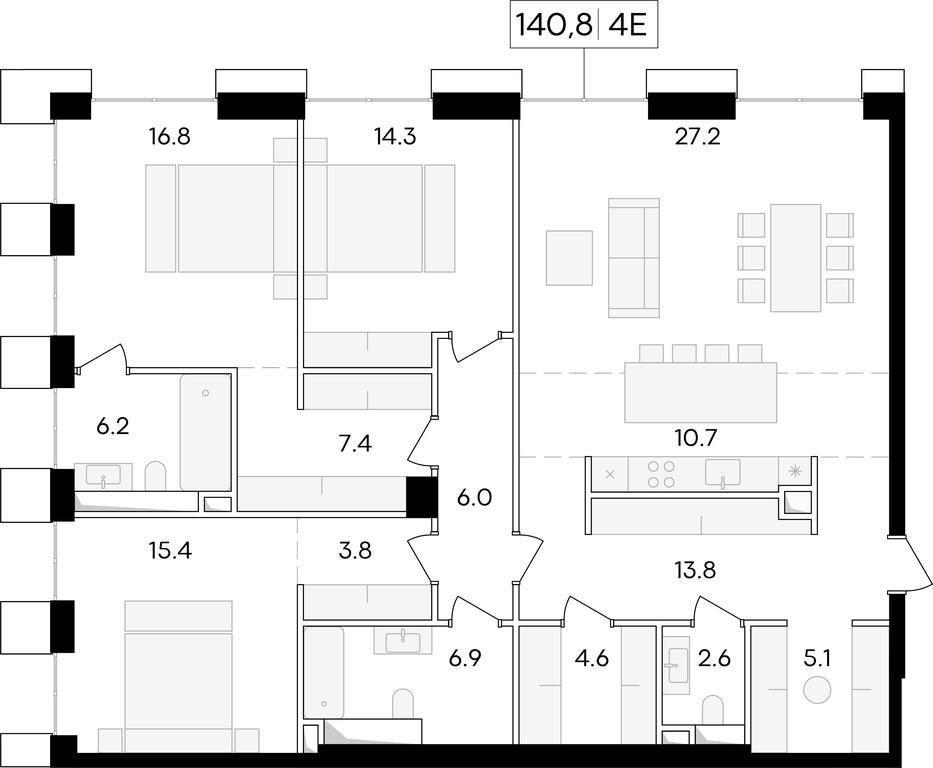 2-BD Apartment Sale, 143.6 sq. m. at Life Time, Sergeya Makeyeva Street, вл11/9с1-10, Moscow, Russia #1 2-BD Apartment Sale, 143.6 sq. m. at Life Time, Sergeya Makeyeva Street, вл11/9с1-10, Moscow, Russia #1