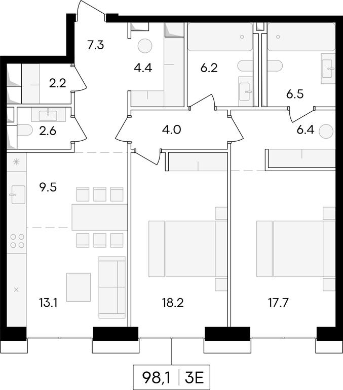 Продажа 1-комн. квартиры, 99,5 м² в ЖК «Роскошный квартал LIFE TIME (ЛАЙФ ТАЙМ)», улица Сергея Макеева, вл11/9с1-10, Москва, Россия #1 Продажа 1-комн. квартиры, 99,5 м² в ЖК «Роскошный квартал LIFE TIME (ЛАЙФ ТАЙМ)», улица Сергея Макеева, вл11/9с1-10, Москва, Россия #1