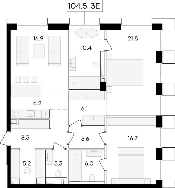 1-BD Apartment Sale, 106.8 sq. m. at Life Time, Sergeya Makeyeva Street, вл11/9с1-10, Moscow, Russia #1 1-BD Apartment Sale, 106.8 sq. m. at Life Time, Sergeya Makeyeva Street, вл11/9с1-10, Moscow, Russia #1