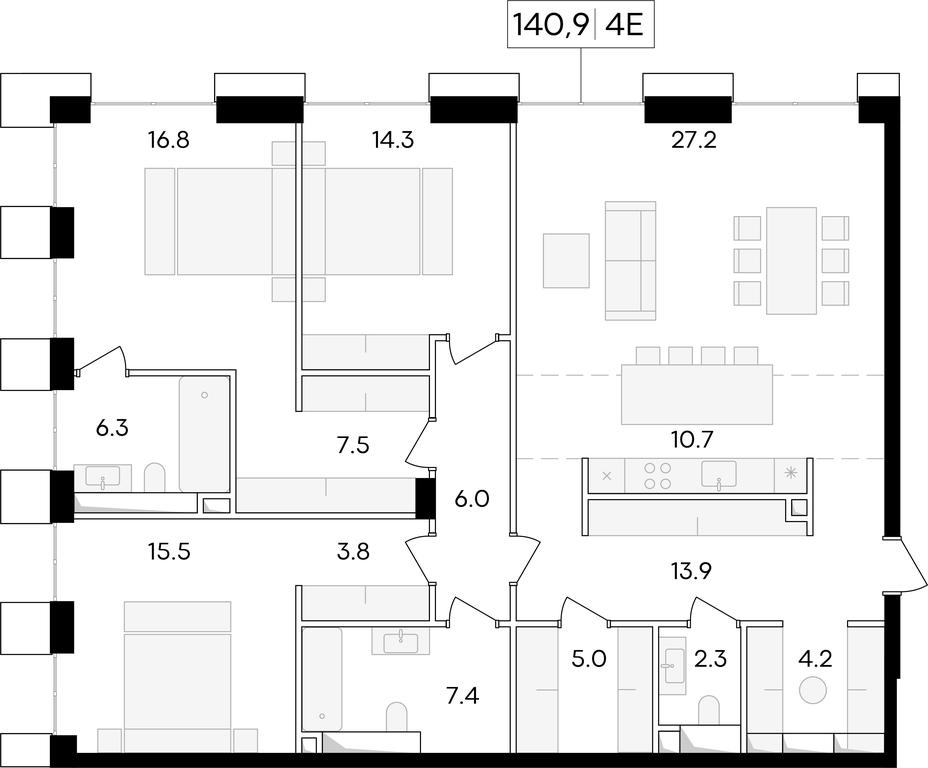 2-BD Apartment Sale, 143.8 sq. m. at Life Time, Sergeya Makeyeva Street, вл11/9с1-10, Moscow, Russia #1 2-BD Apartment Sale, 143.8 sq. m. at Life Time, Sergeya Makeyeva Street, вл11/9с1-10, Moscow, Russia #1
