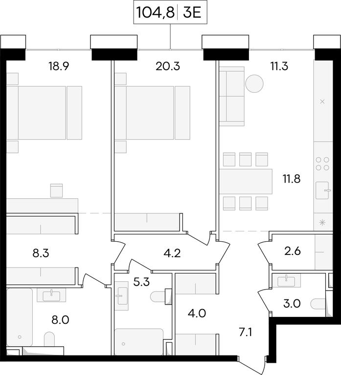 1-BD Apartment Sale, 105.8 sq. m. at Life Time, Sergeya Makeyeva Street, вл11/9с1-10, Moscow, Russia #1 1-BD Apartment Sale, 105.8 sq. m. at Life Time, Sergeya Makeyeva Street, вл11/9с1-10, Moscow, Russia #1