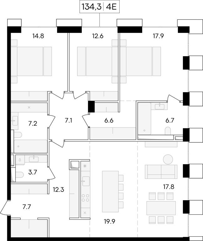 4-BD Apartment Sale, 135.4 sq. m. at Life Time, Sergeya Makeyeva Street, вл11/9с1-10, Moscow, Russia #1 4-BD Apartment Sale, 135.4 sq. m. at Life Time, Sergeya Makeyeva Street, вл11/9с1-10, Moscow, Russia #1