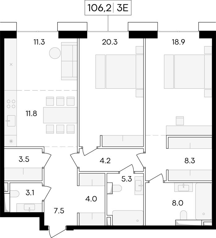 1-BD Apartment Sale, 106.8 sq. m. at Life Time, Sergeya Makeyeva Street, вл11/9с1-10, Moscow, Russia #1 1-BD Apartment Sale, 106.8 sq. m. at Life Time, Sergeya Makeyeva Street, вл11/9с1-10, Moscow, Russia #1