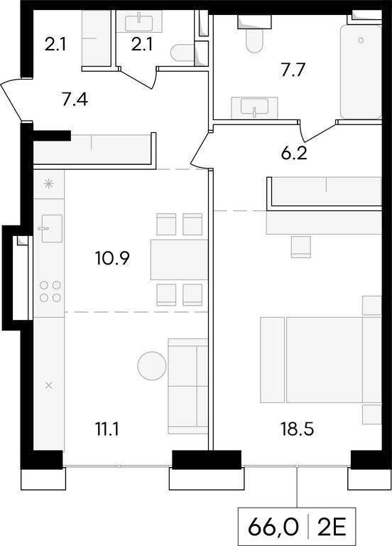 1-BD Apartment Sale, 66.8 sq. m. at Life Time, Sergeya Makeyeva Street, вл11/9с1-10, Moscow, Russia #1 1-BD Apartment Sale, 66.8 sq. m. at Life Time, Sergeya Makeyeva Street, вл11/9с1-10, Moscow, Russia #1