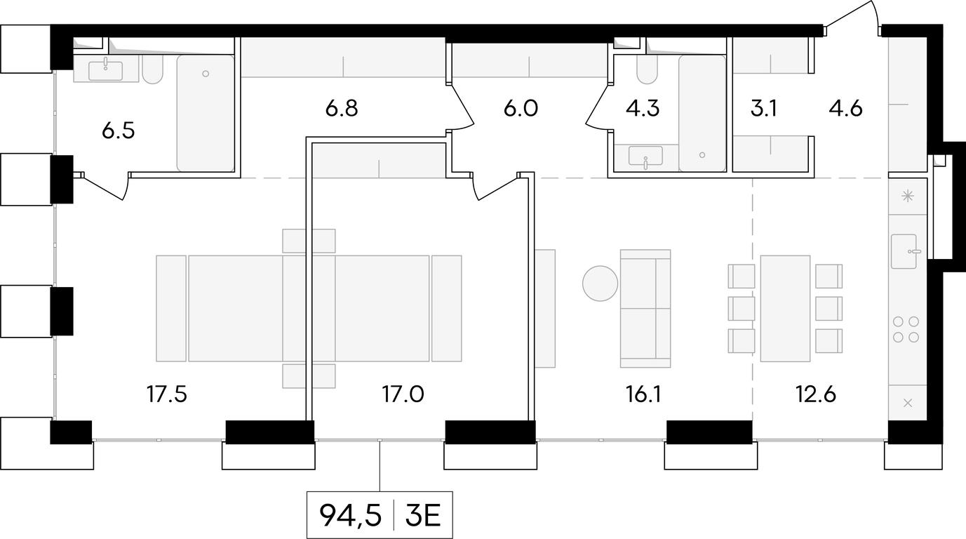 3-BD Apartment Sale, 95.2 sq. m. at Life Time, Sergeya Makeyeva Street, вл11/9с1-10, Moscow, Russia #1 3-BD Apartment Sale, 95.2 sq. m. at Life Time, Sergeya Makeyeva Street, вл11/9с1-10, Moscow, Russia #1