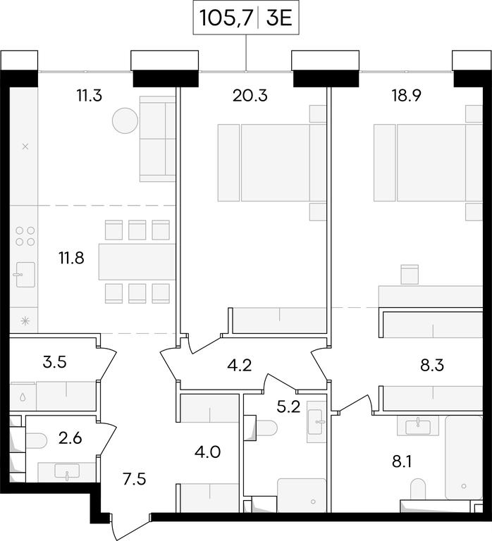 1-BD Apartment Sale, 106.7 sq. m. at Life Time, Sergeya Makeyeva Street, вл11/9с1-10, Moscow, Russia #1 1-BD Apartment Sale, 106.7 sq. m. at Life Time, Sergeya Makeyeva Street, вл11/9с1-10, Moscow, Russia #1