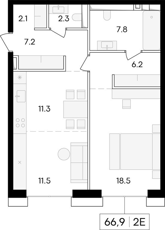 1-BD Apartment Sale, 67.5 sq. m. at Life Time, Sergeya Makeyeva Street, вл11/9с1-10, Moscow, Russia #1 1-BD Apartment Sale, 67.5 sq. m. at Life Time, Sergeya Makeyeva Street, вл11/9с1-10, Moscow, Russia #1